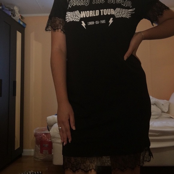 ♠️🖤 Black Casual Comfy Medium Dress w Lace 🖤♠️ - Picture 4 of 4